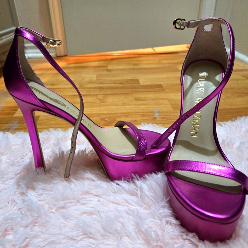 Super fun pink Stuart Weitzman platform heels